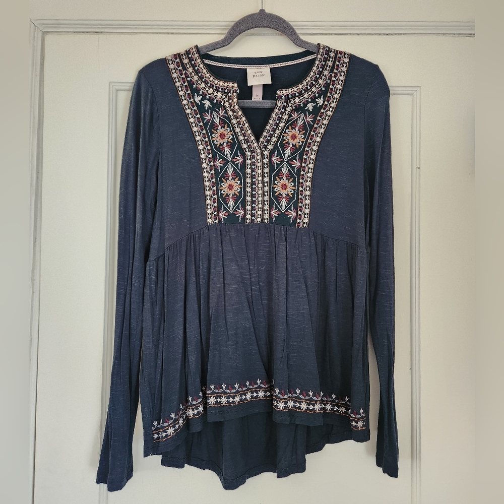 Knox Rose - Embroidered Peasant Top